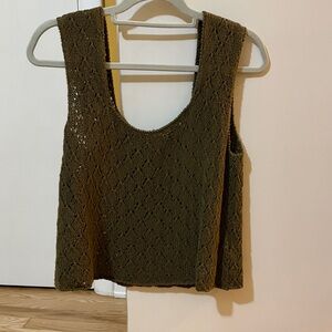 Olive Green Crochet Tank Top